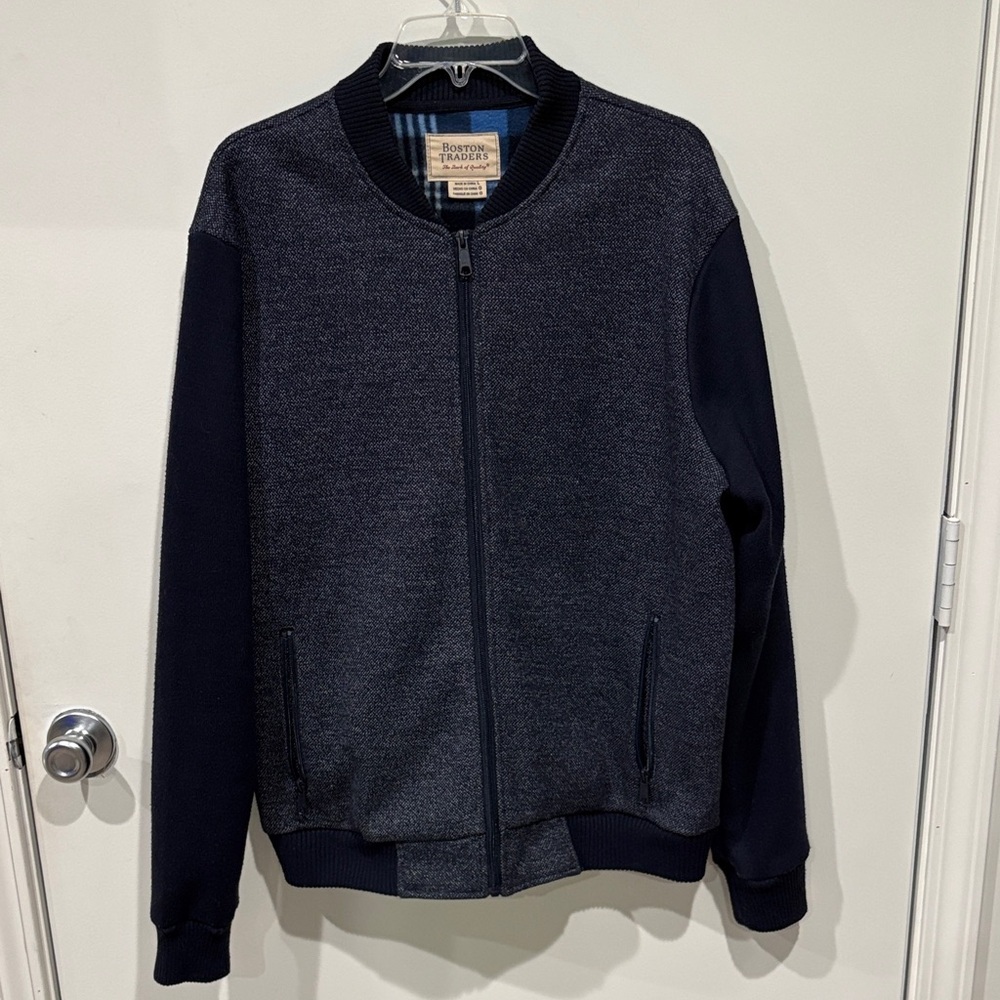 Boston Traders Full Zip Fleece Lined Knit Bomber Jacket Size L
